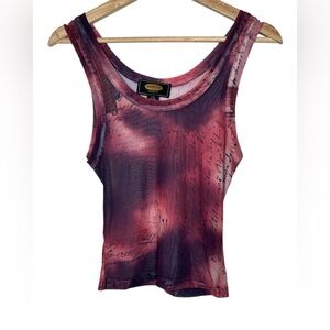 Urban Outfitters Burgundy and Black Graphic Tank Top